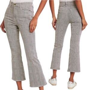 FRAME Le Crop Mini Boot Washed Plaid Gray Denim Jeans Boot Cut Flare Size 25